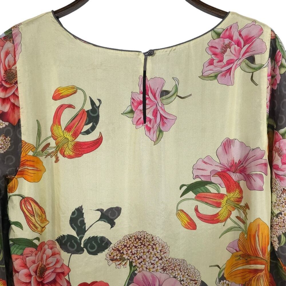 Johnny Was Silk Shift Dress Long Sleeve Floral - Picture 7 of 15